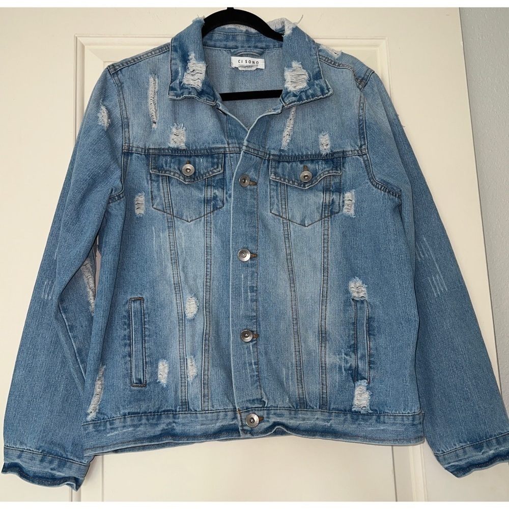 Ci SONO DISTRESSED DENIM JEAN JACKET - SIZE M